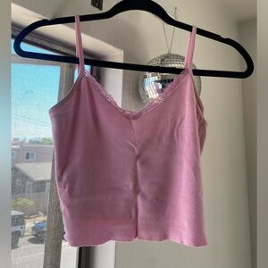 Brandy Melville Light Pink Lace Tank Top